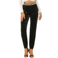 thumbnail image 1 of INSPIRE CHIC Women's High Elastic Waist Contrast Hearts Velvet Long Jogger Pants Black XL, 1 of 6