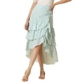 thumbnail image 1 of INSPIRE CHIC Women's High Low Ruffle Hem Skirt Elastic Waisted Ruched Floral Maxi Tiered Skirt XL Light Blue, 1 of 5