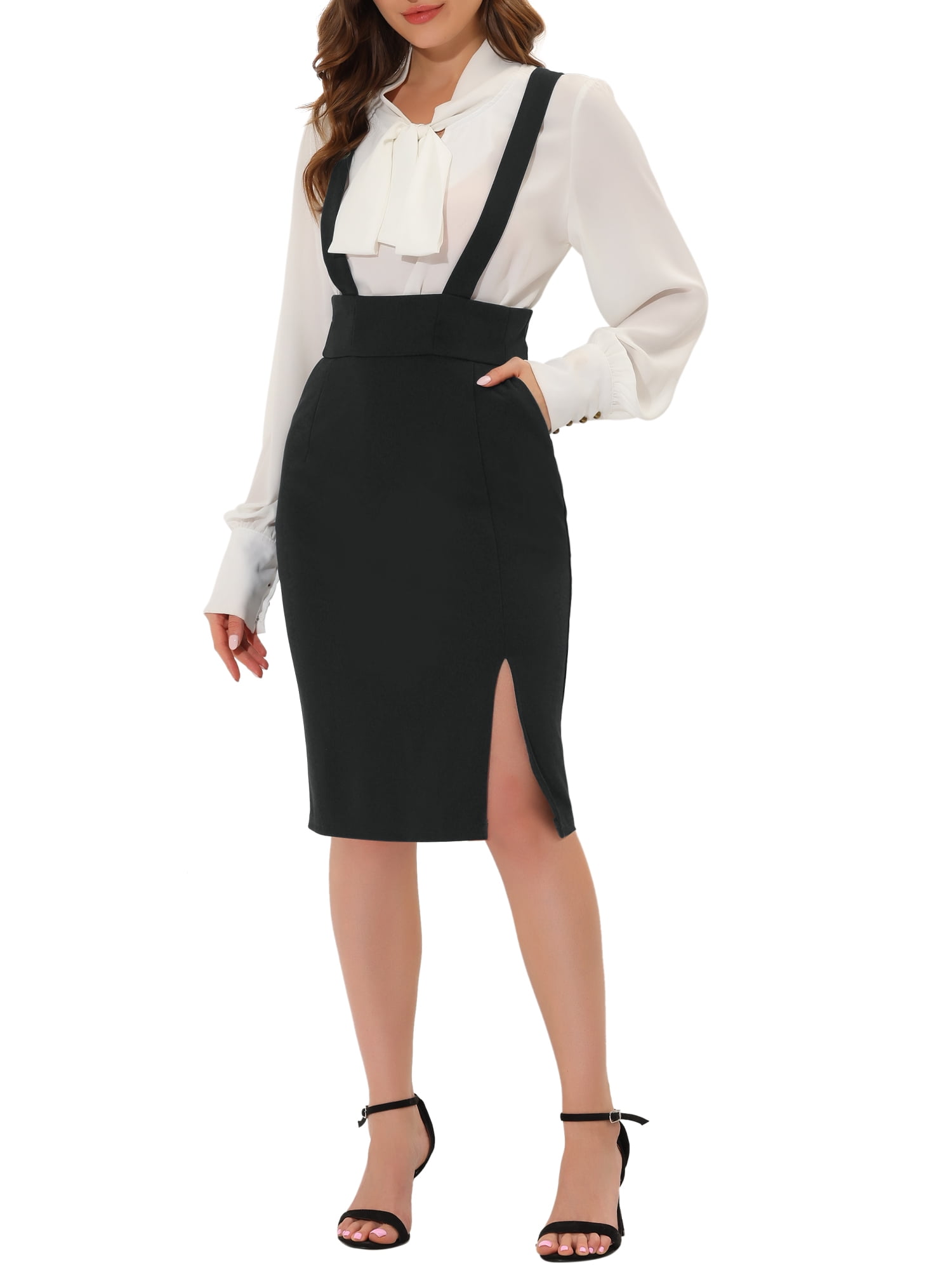 Allegra K Women's High Waist Adjustable Strap Solid Pencil Suspender Skirt - Walmart.com Allegra K Women's High Waist Adjustable Strap Solid Pencil Suspender Skirt - Walmart.com
