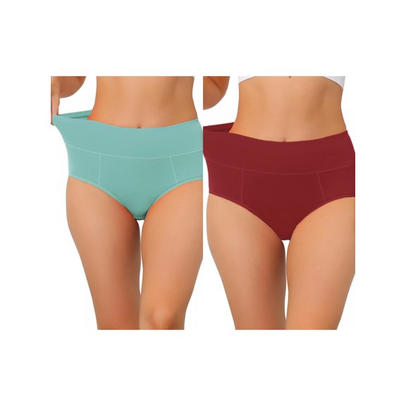 NOMADIC NOOK Women's High Waist (Available in Plus Size), Tummy Control Underwear 2 Packs M Burgundy1
