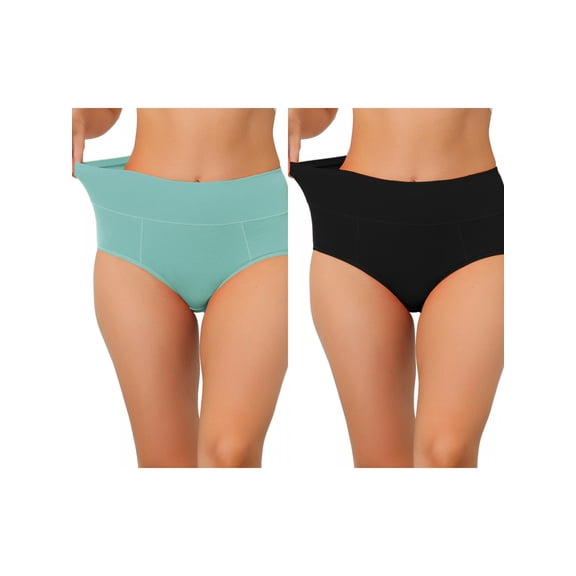 NOMADIC NOOK Women's High Waist (Available in Plus Size), Tummy Control Underwear 2 Packs XL Black2