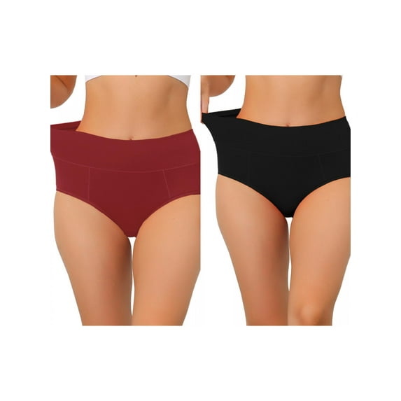 NOMADIC NOOK Women's High Waist (Available in Plus Size), Tummy Control Underwear 2 Packs L Black4