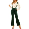 thumbnail image 1 of INSPIRE CHIC Women's High Waist Button Pants Polka Dots Overalls Jumpsuits XL Green, 1 of 6