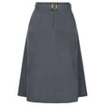 thumbnail image 1 of INSPIRE CHIC Women's Skirt High Elastic Waist A-Line Belted Fall Winter Midi Corduroy Skirt L Dark Grey, 1 of 5