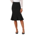 thumbnail image 1 of INSPIRE CHIC Women's High Waist Flare Hem Elegant Work Midi Fishtail Skirt XS Black, 1 of 6