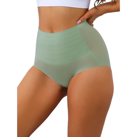 INSPIRE CHIC Women's High Waist Full Coverage Brief Tummy Control Underwear Panty S Green