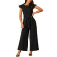 thumbnail image 1 of INSPIRE CHIC Women's High Waist Ruflled Short Sleeve Casual Dressy Long Wide Leg Jumpsuits XL Black, 1 of 6