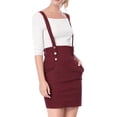 thumbnail image 1 of INSPIRE CHIC Women's High Waist Straight Braces Suspender Skirts XS Burgundy, 1 of 8