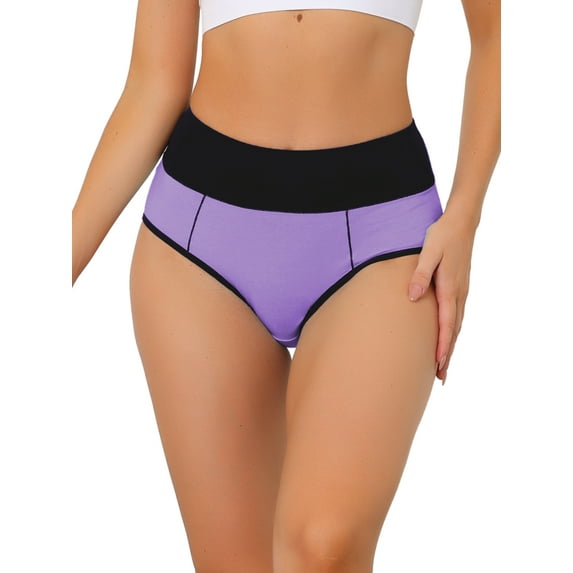 INSPIRE CHIC Women's Underwear High Waist Tummy Control Color-Block Brief 3XL Bright Purple
