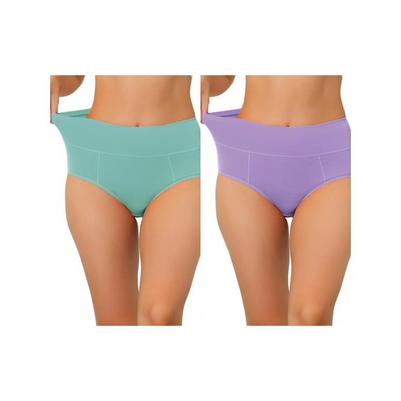 NOMADIC NOOK Women's High Waist Tummy Control Underwear 2 Packs L Maca Green