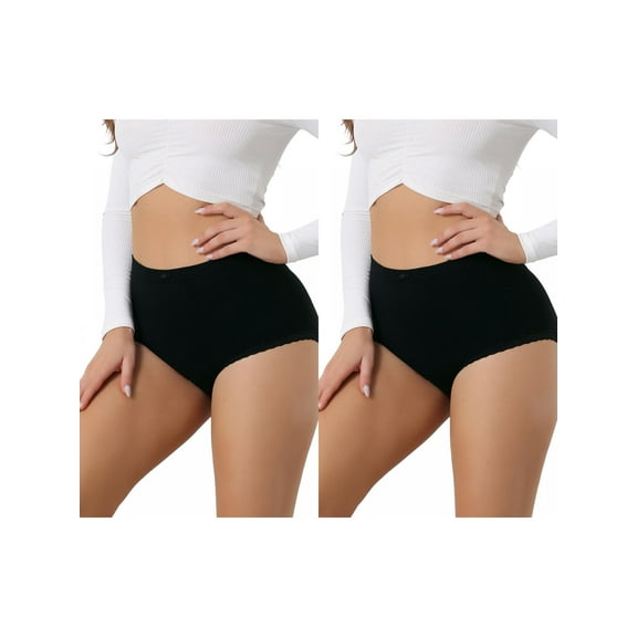 NOMADIC NOOK Women's High Waist Underwear Stretch Briefs Underpants Tummy Control Panties 2 Packs