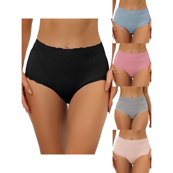 NOMADIC NOOK Women's High Waist Underwear Tummy Control Comfortable Briefs 5 Packs