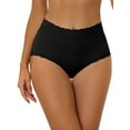 thumbnail image 1 of INSPIRE CHIC Women's High Waist Underwear Tummy Control Comfortable Lace Trim Ribbed Panties, 1 of 4