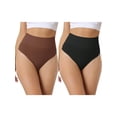 thumbnail image 1 of NOMADIC NOOK Women's High-Waisted Briefs Thong Stretchy Knickers Comfortable Underwear 2 Packs, 1 of 3