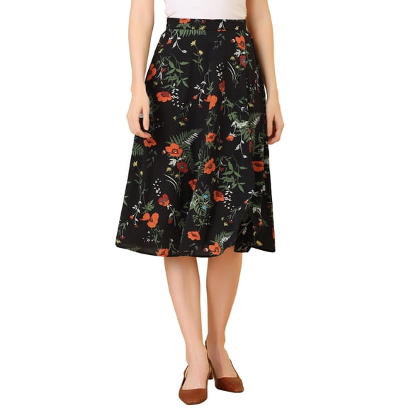 INSPIRE CHIC Women's High Waisted Split Hem A-Line Floral Skirts