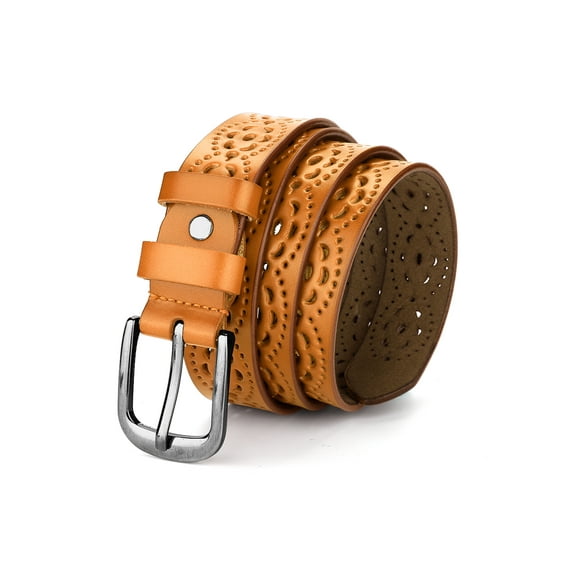 INSPIRE CHIC Women's Hollow Floral Retro Faux Leather Belts with Buckle