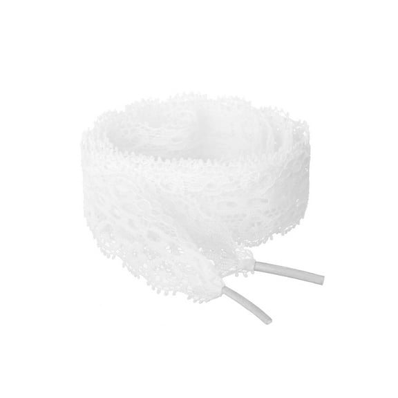 INSPIRE CHIC Women's Hollow Flower Shoestrings 2.5cm Width Flat Embroidered Laces Shoelace 2 Pairs White 90cm/35.43"
