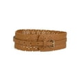 thumbnail image 1 of INSPIRE CHIC Women's Hollow Vintage Floral Leather Cinch Wide Belt Brown 28"-31" waist, 1 of 4