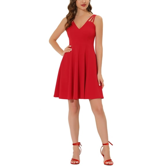 INSPIRE CHIC Women's Homecoming Dress with Triple Straps Backless Sleeveless Cocktail Dress S Red