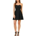 thumbnail image 1 of INSPIRE CHIC Women's Dress Sweetheart Neck Strapless Exposed Zipper Mini Flare Dress M Black, 1 of 8