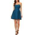 thumbnail image 1 of INSPIRE CHIC Women's Dress Sweetheart Neck Strapless Exposed Zipper Mini Flare Dress S Blue, 1 of 6