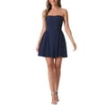 thumbnail image 1 of INSPIRE CHIC Women's Dress Sweetheart Neck Strapless Exposed Zipper Mini Flare Dress XS Dark Blue, 1 of 6