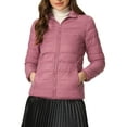 thumbnail image 1 of INSPIRE CHIC Women's Puffer Jacket Stand Collar Lightweight Hooded Zip Up Jacket M Pink, 1 of 6