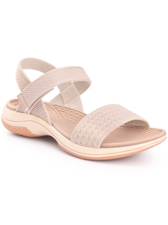 Women's Hook and Loop Strap Platform Wedge Heel Sandals Pink (Size 9)