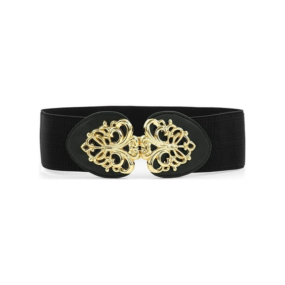 INSPIRE CHIC Women's Interlocking Buckle Novelty Waist Belt Black
