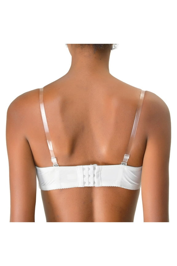 Women's Invisible Clear Elastic Clear Bra Shoulder Strap Clear+White