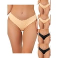 thumbnail image 1 of NOMADIC NOOK Women's Invisible Hipster Underwear V-Shape Waist Stretch Bikini 5 Packs, 1 of 4