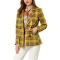 thumbnail image 1 of INSPIRE CHIC Women's Jacket Notched Lapel Double Breasted Padded Shoulder Blazer L Yellow, 1 of 8