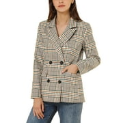INSPIRE CHIC Women's Jacket Notched Lapel Double Breasted Padded Shoulder Blazer M Blue Green