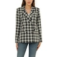 thumbnail image 1 of INSPIRE CHIC Women's Jacket Notched Lapel Double Breasted Padded Shoulder Blazer XS Black, 1 of 8