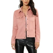 Allegra K Women's Jackets Long Sleeve Faux Suede Trucker Motorcycle Jacket