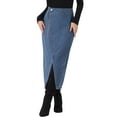 thumbnail image 1 of INSPIRE CHIC Style Women's Skirt Jean Zipper Front Split Maxi Length Denim Skirts with Pockets L Sky Blue, 1 of 6