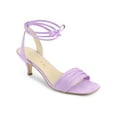 thumbnail image 1 of BLISSFUL STEP Women's Kitten Heel Strappy Suede Heel Sandals Light Purple 7, 1 of 7
