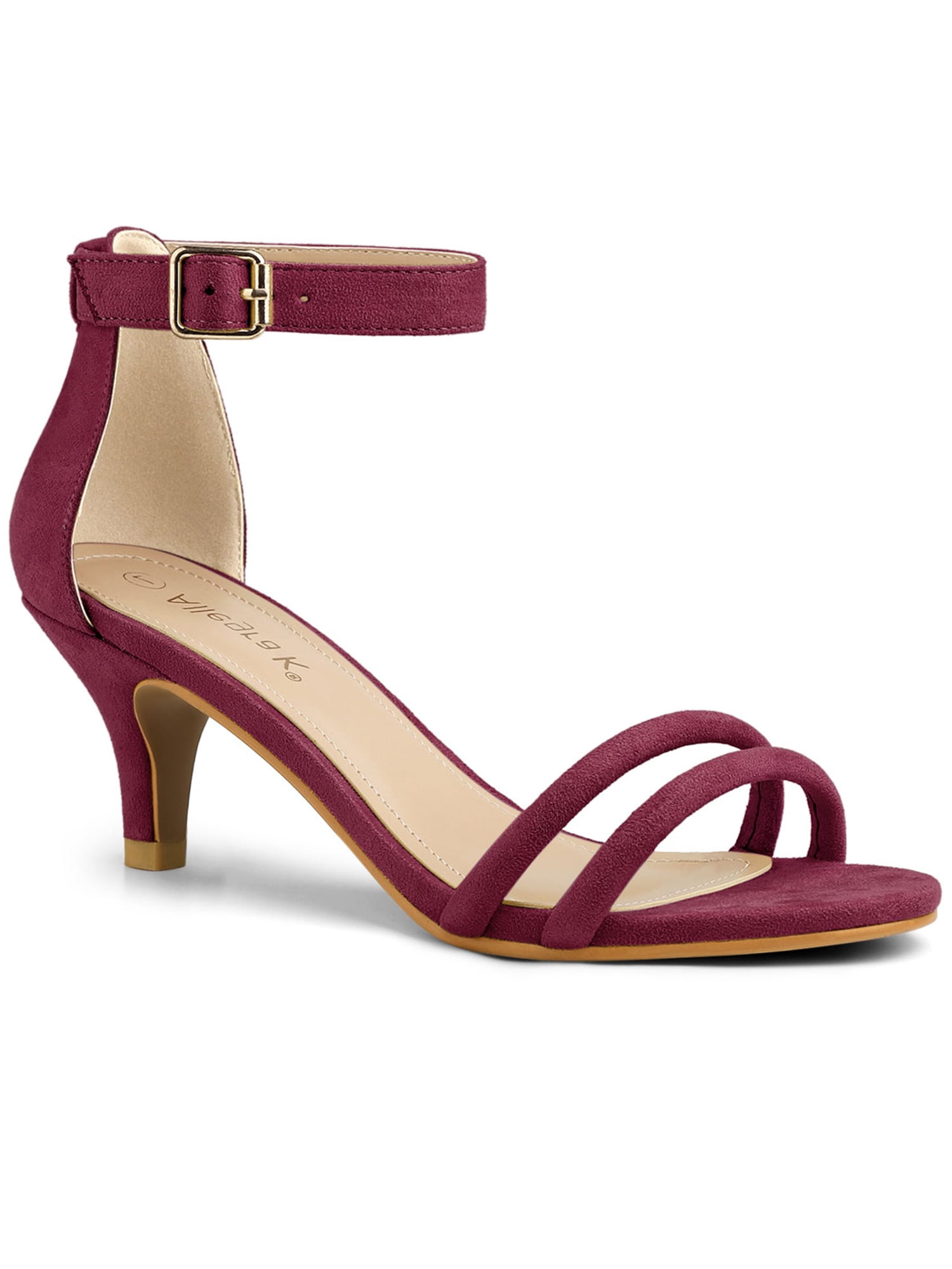 Burgundy kitten heel outlet sandals