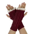thumbnail image 1 of Allegra K Women's Lace Arm Warmer Thumbhole Stretchy Knit Fingerless Gloves, 1 of 7