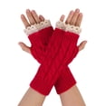 thumbnail image 1 of INSPIRE CHIC Women's Lace Arm Warmer Thumbhole Stretchy Knit Fingerless Gloves Red-Lace One Size, 1 of 7