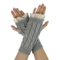 thumbnail image 1 of INSPIRE CHIC Women's Lace Arm Warmer Thumbhole Stretchy Knit Fingerless Gloves Light Gray-Lace One Size, 1 of 7
