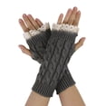 thumbnail image 1 of INSPIRE CHIC Women's Lace Arm Warmer Thumbhole Stretchy Knit Fingerless Gloves Dark Gray-Lace One Size, 1 of 6