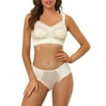 thumbnail image 1 of Allegra K Women's Lace Bra Sets Minimizer Adjustable Wide Straps Full Coverage Wireless Bra and Panty, 1 of 5