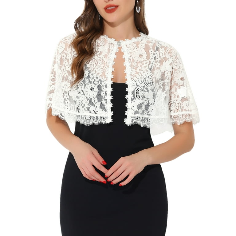 Allegra K Women s Lace Cape Cloak Wrap for Evening Dress Wedding Bolero Shrug Shawls