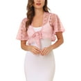 thumbnail image 1 of Allegra K Women's Lace Floral Cardigan Short Sleeve Tie Front Shrugs, 1 of 6