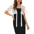 thumbnail image 1 of Allegra K Women's Lace Floral Cardigan Short Sleeve Tie Front Shrugs, 1 of 6