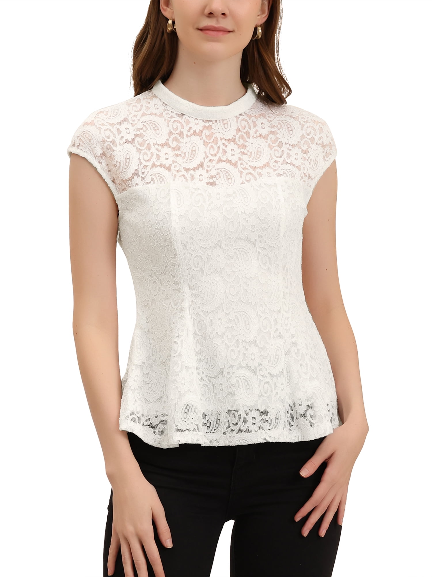 white lace peplum top