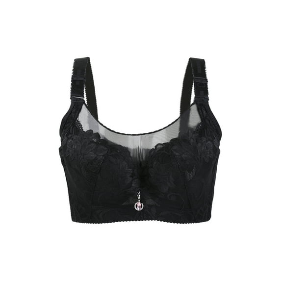 INSPIRE CHIC Women's Lace Front Full Coverage Push up Underwire Cami Bra Black 46 Fit 44C/D