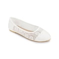 thumbnail image 1 of BLISSFUL STEP Women's Lace Mesh Embroidery Round Toe Slip on Ballet Flat White 7, 1 of 7