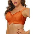thumbnail image 1 of INSPIRE CHIC Women's Lace Minimizer Bralette U Back Full Coverage Wirefree Everyday Bras C 36 Orange Brown, 1 of 4